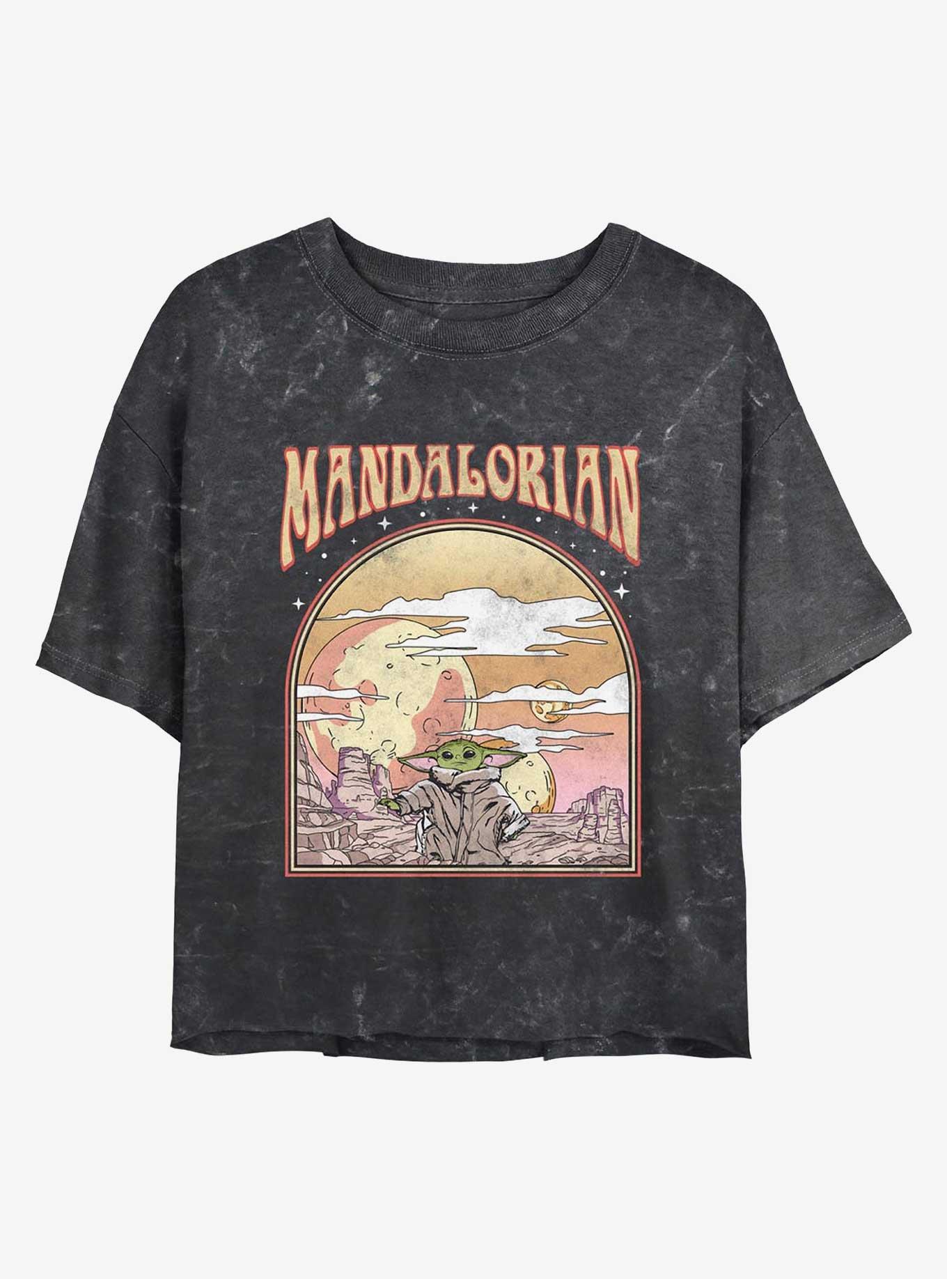 Star Wars The Mandalorian Sunset Child Mineral Wash Girls Crop T-Shirt, BLACK, hi-res