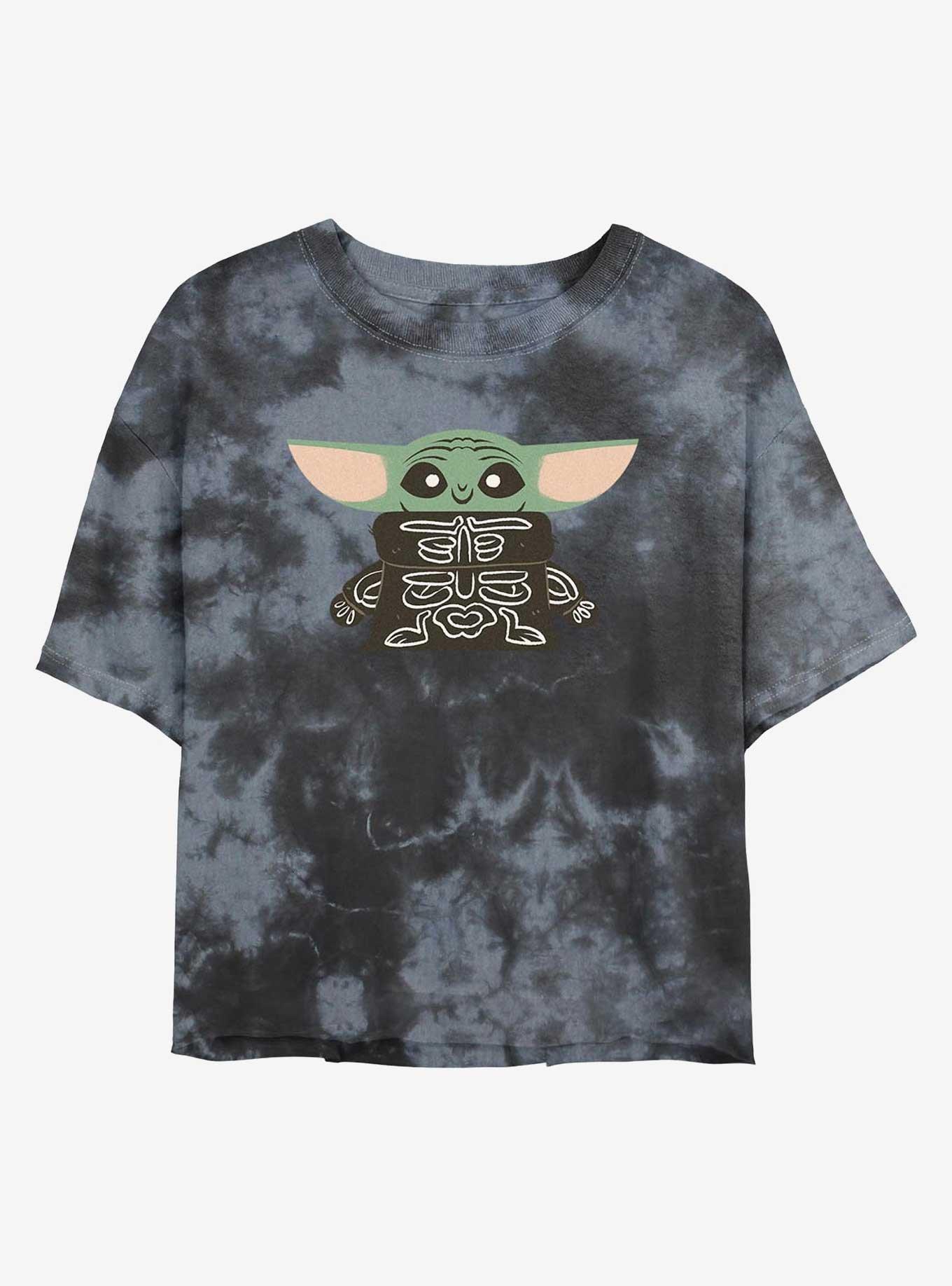 Star Wars The Mandalorian Skeleton Grogu Tie-Dye Girls Crop T-Shirt, , hi-res