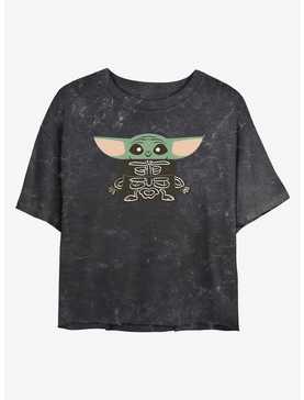 Star Wars The Mandalorian Skeleton Grogu Mineral Wash Girls Crop T-Shirt, , hi-res