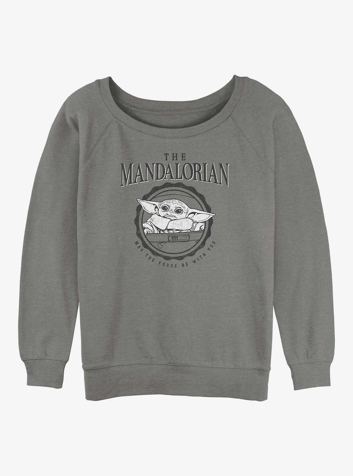 Star Wars The Mandalorian Collegiate Child Girls Slouchy Sweatshirt, GRAY HTR, hi-res