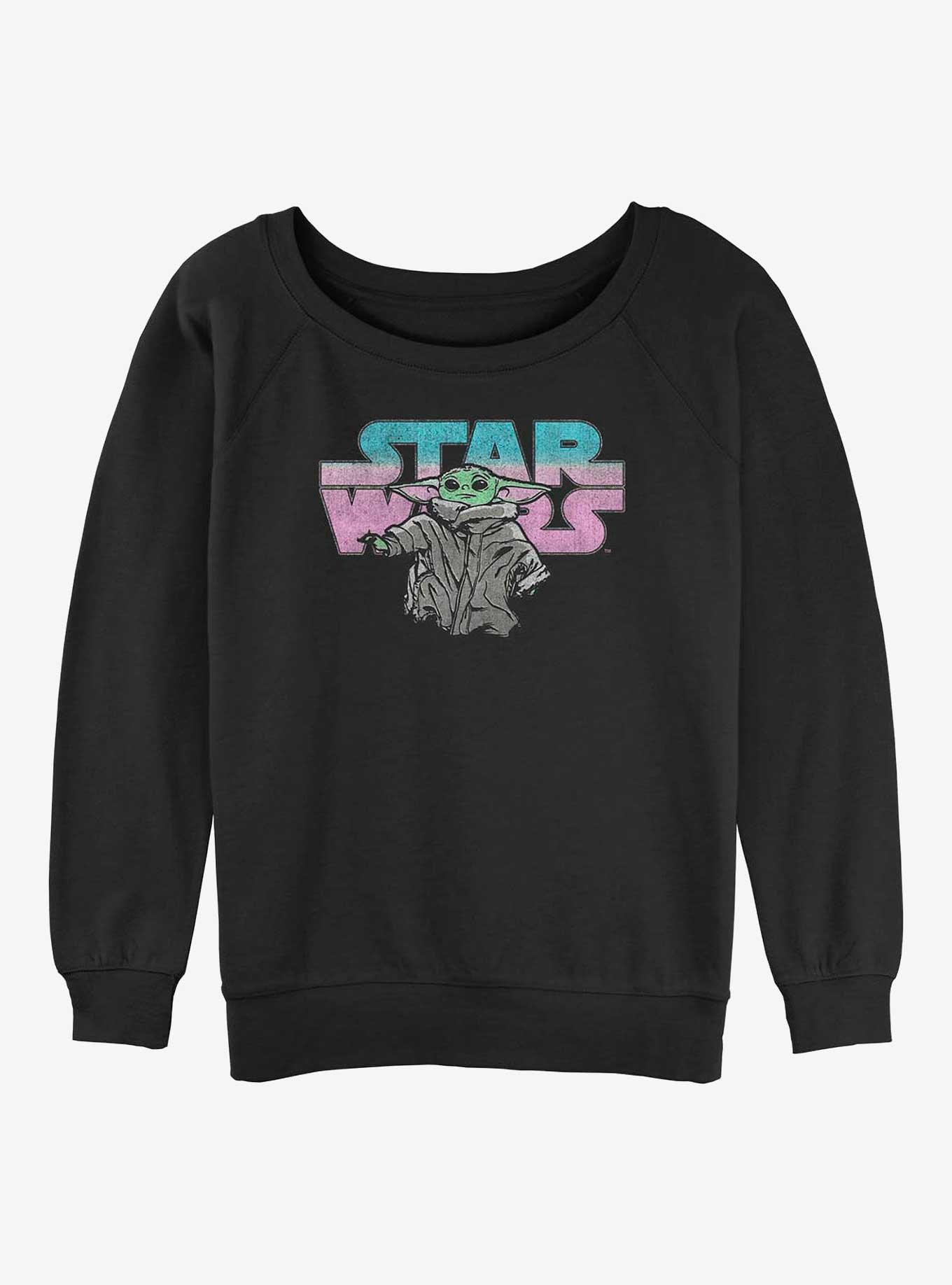 Star Wars The Mandalorian Logo Child Girls Slouchy Sweatshirt, BLACK, hi-res