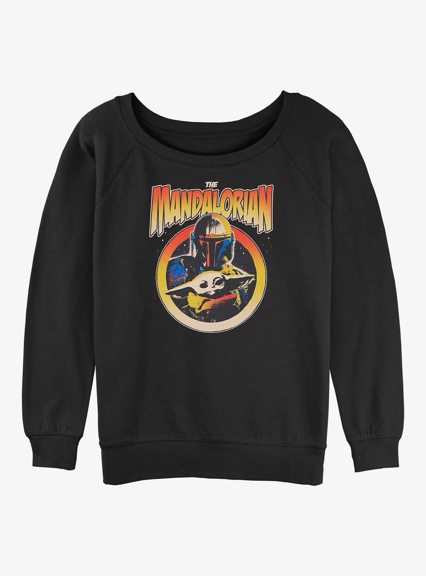 Star Wars The Mandalorian Mando N Child Girls Slouchy Sweatshirt, BLACK, hi-res