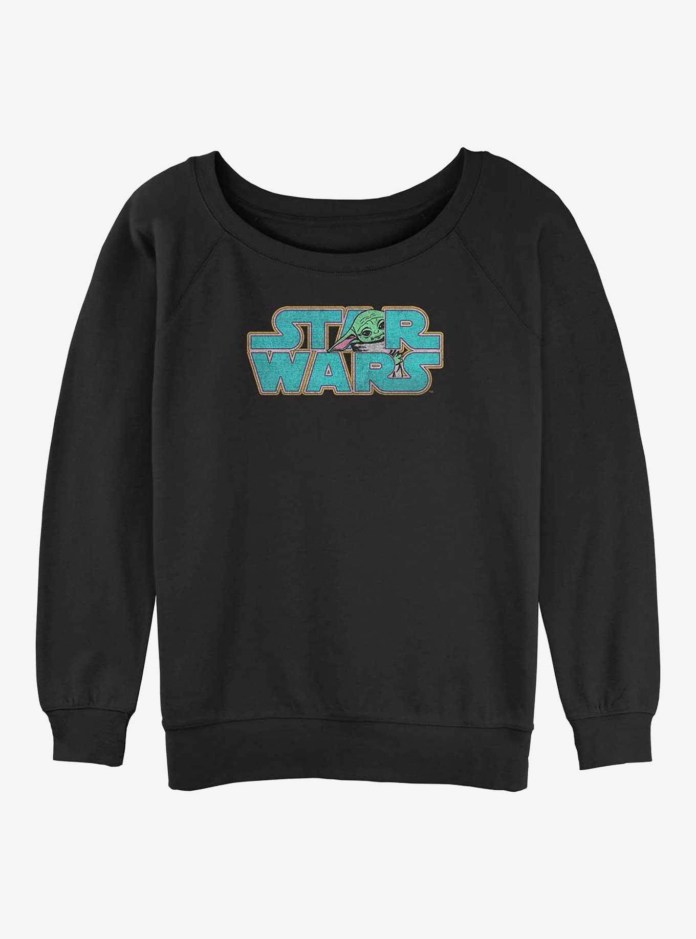 Star Wars The Mandalorian Logo Child Girls Slouchy Sweatshirt, BLACK, hi-res