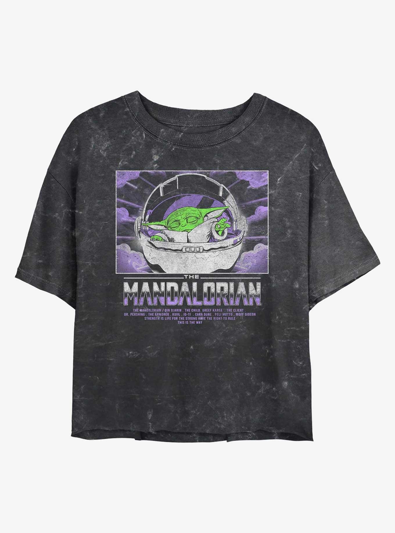 Star Wars The Mandalorian Child Light Mineral Wash Girls Crop T-Shirt, BLACK, hi-res