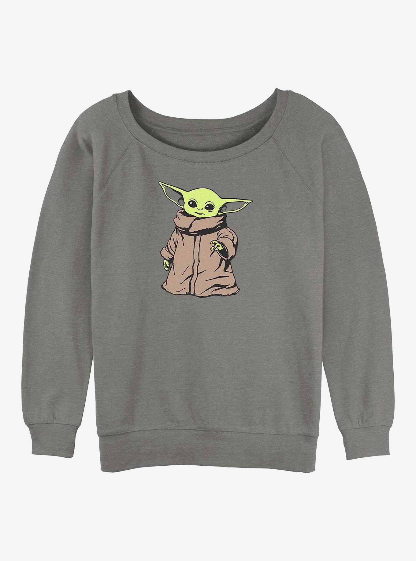 Star Wars The Mandalorian Grogu Force Girls Slouchy Sweatshirt, GRAY HTR, hi-res