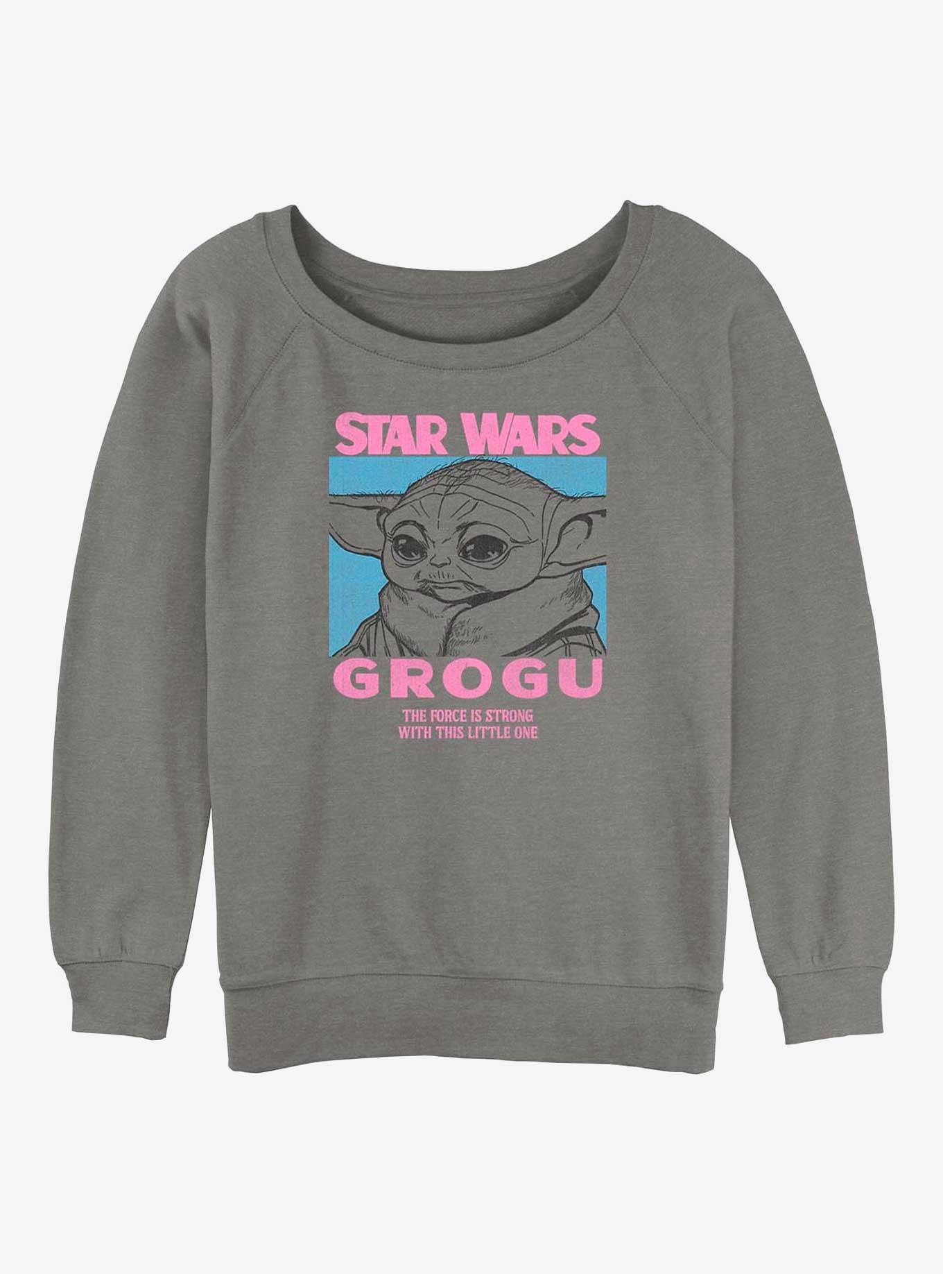 Star Wars The Mandalorian Pop Grogu Girls Slouchy Sweatshirt, GRAY HTR, hi-res