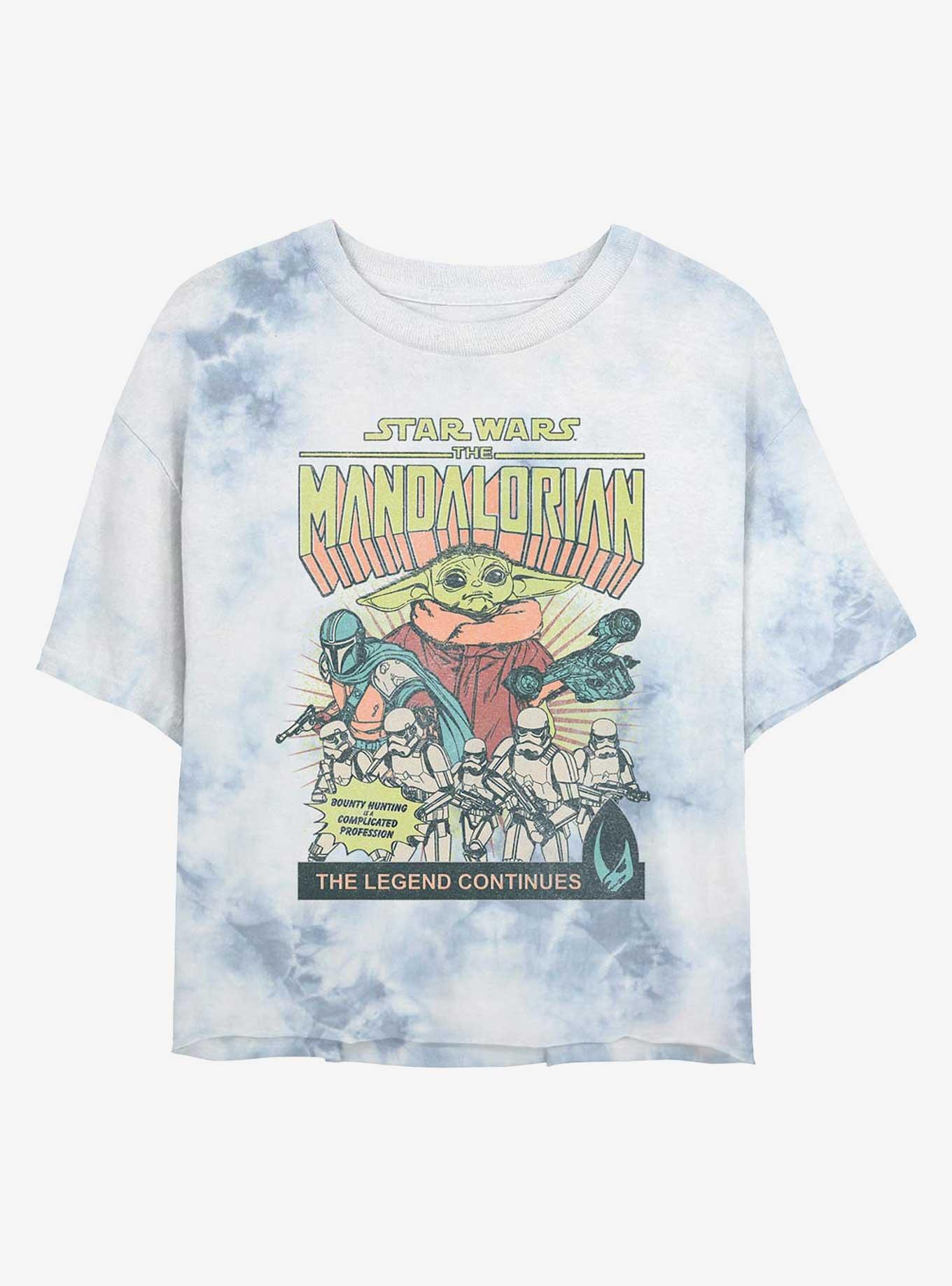 Star Wars The Mandalorian Grogu Comic Cover Tie-Dye Girls Crop T-Shirt, WHITEBLUE, hi-res