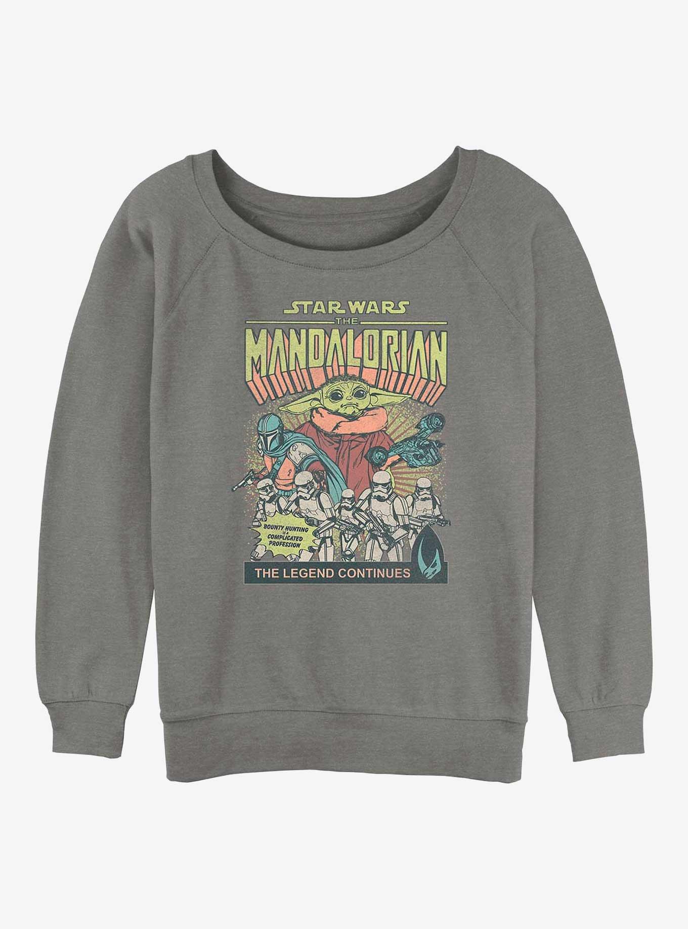 Star Wars The Mandalorian Grogu Comic Cover Girls Slouchy Sweatshirt, GRAY HTR, hi-res
