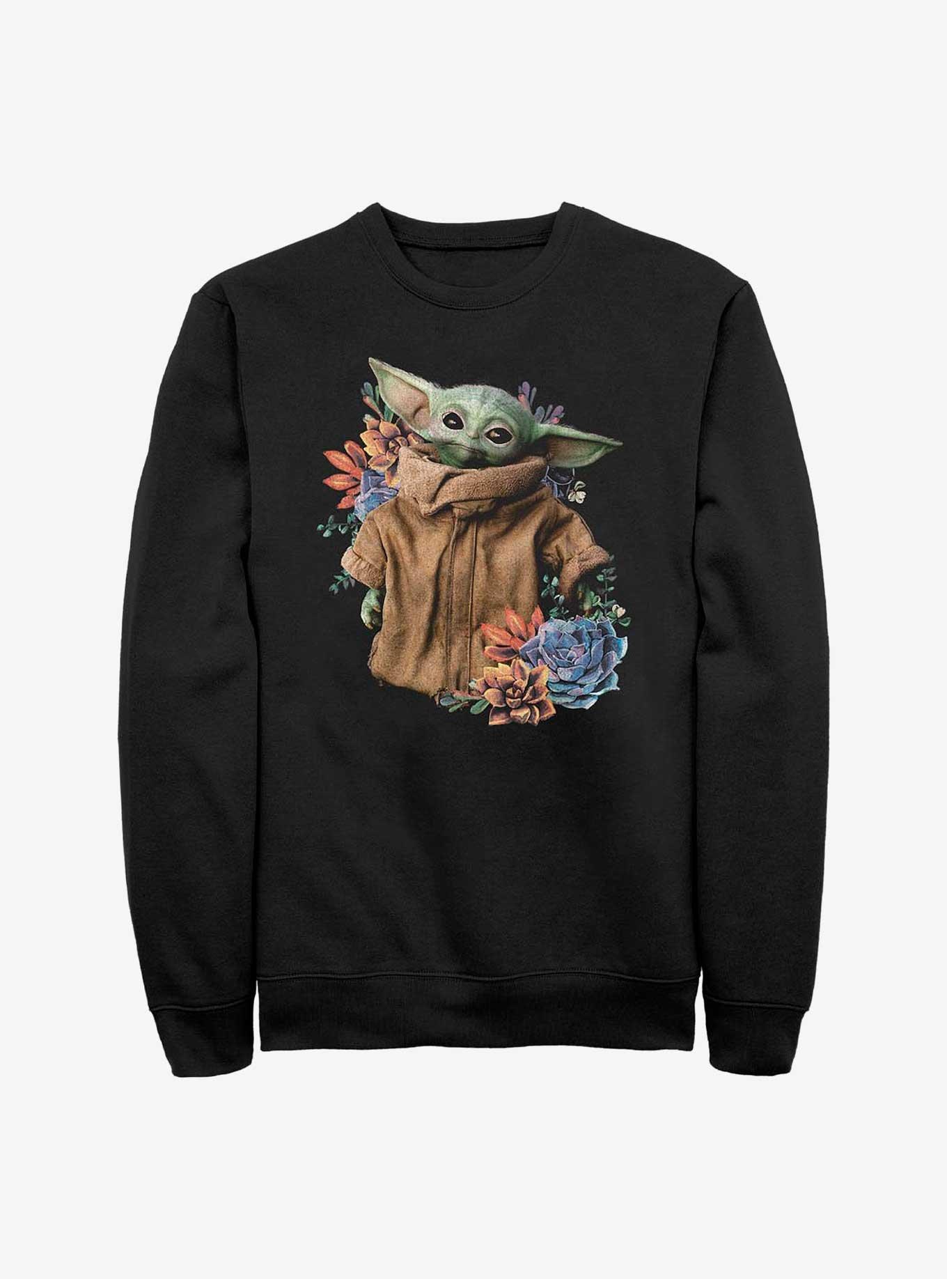 Star Wars The Mandalorian Grogu Flower Baby Sweatshirt, BLACK, hi-res