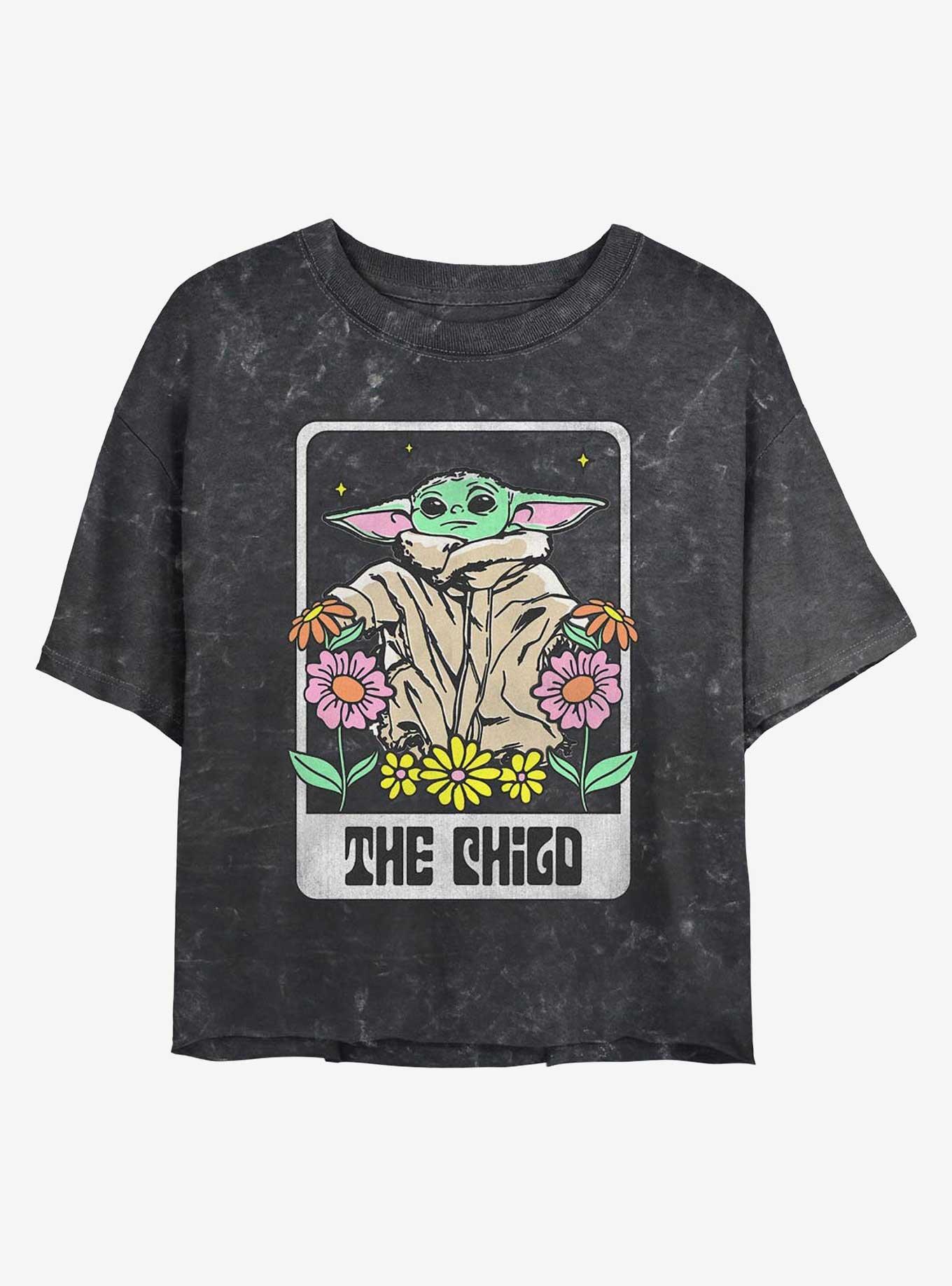 Star Wars The Mandalorian Child Floral Mineral Wash Girls Crop T-Shirt