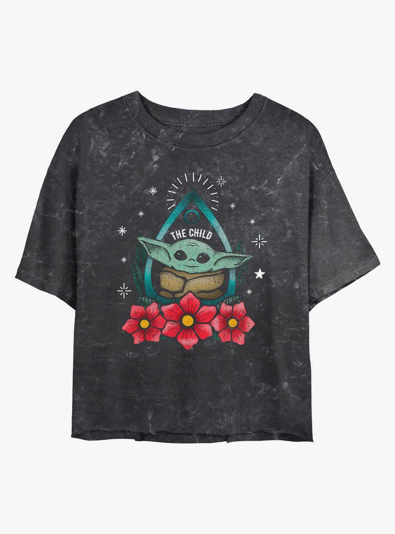 Star Wars The Mandalorian The Child Planchette Mineral Wash Girls Crop T-Shirt, , hi-res