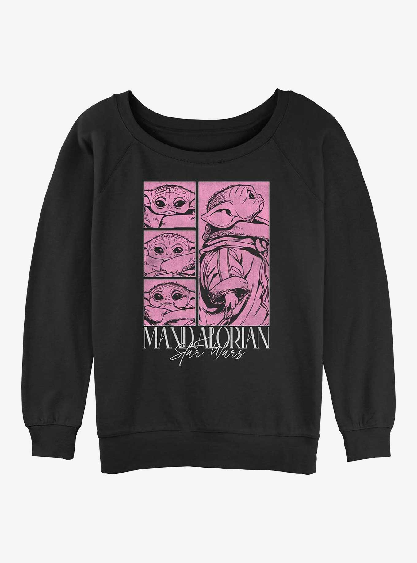 Star Wars The Mandalorian Grogu Poster Girls Slouchy Sweatshirt, BLACK, hi-res