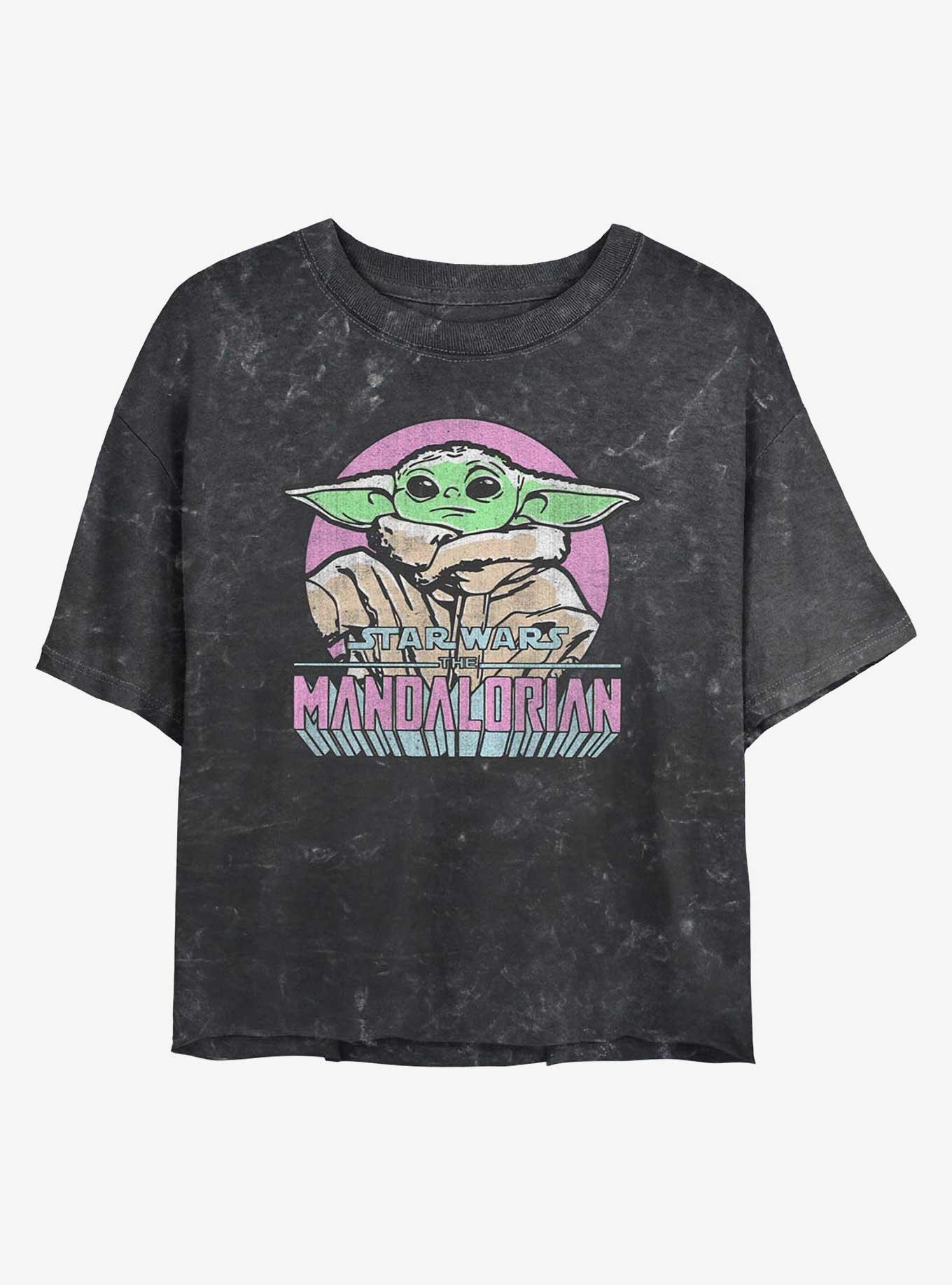 Star Wars The Mandalorian Mandalorian Child Mineral Wash Girls Crop T-Shirt, BLACK, hi-res