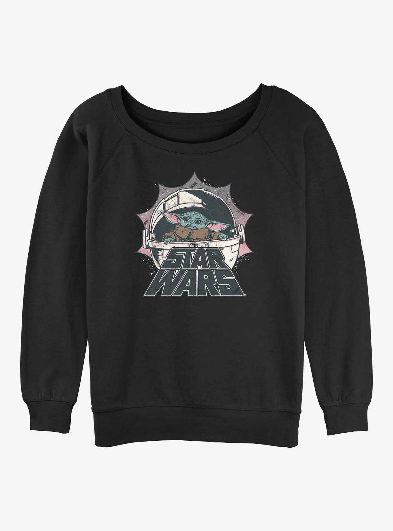 Star Wars The Mandalorian Child Logo Girls Slouchy Sweatshirt, BLACK, hi-res