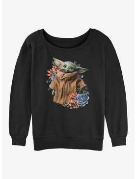 Star Wars The Mandalorian Grogu Flower Baby Girls Slouchy Sweatshirt, , hi-res