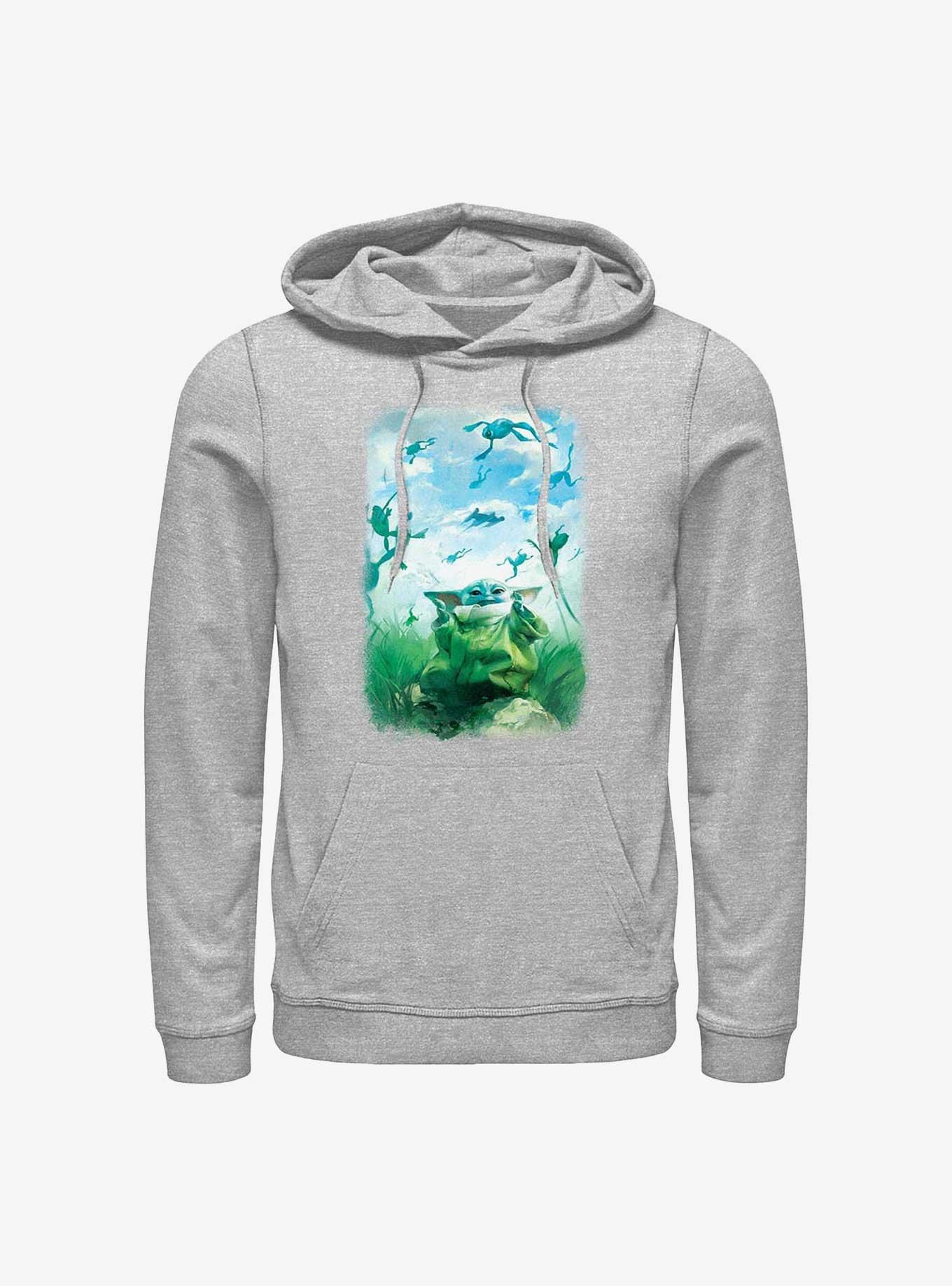 Star Wars The Mandalorian Grogu Watercolor Frogs Poster Hoodie