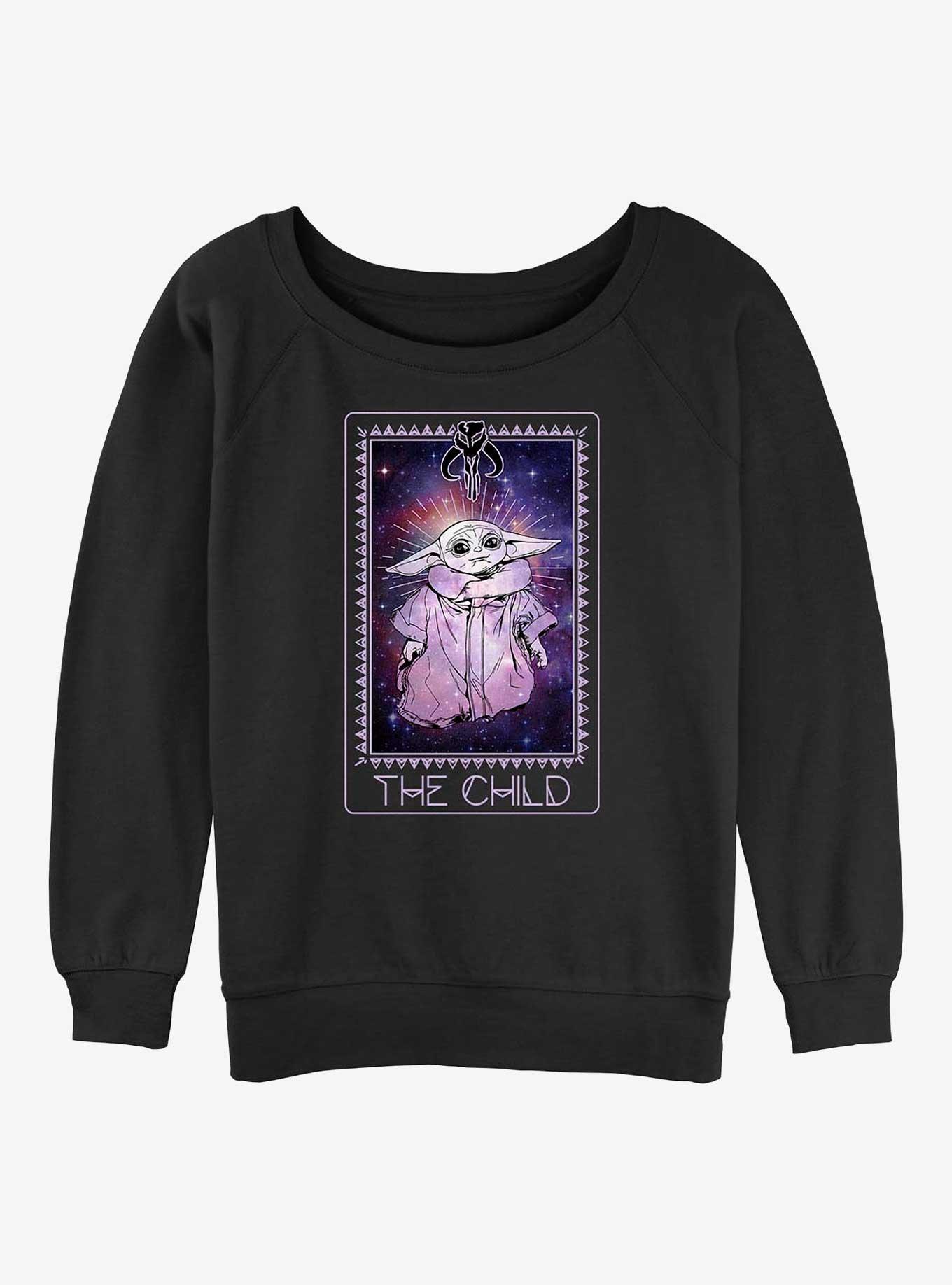 Star Wars The Mandalorian Cosmic Child Tarot Womens Slouchy Sweatshirt, BLACK, hi-res