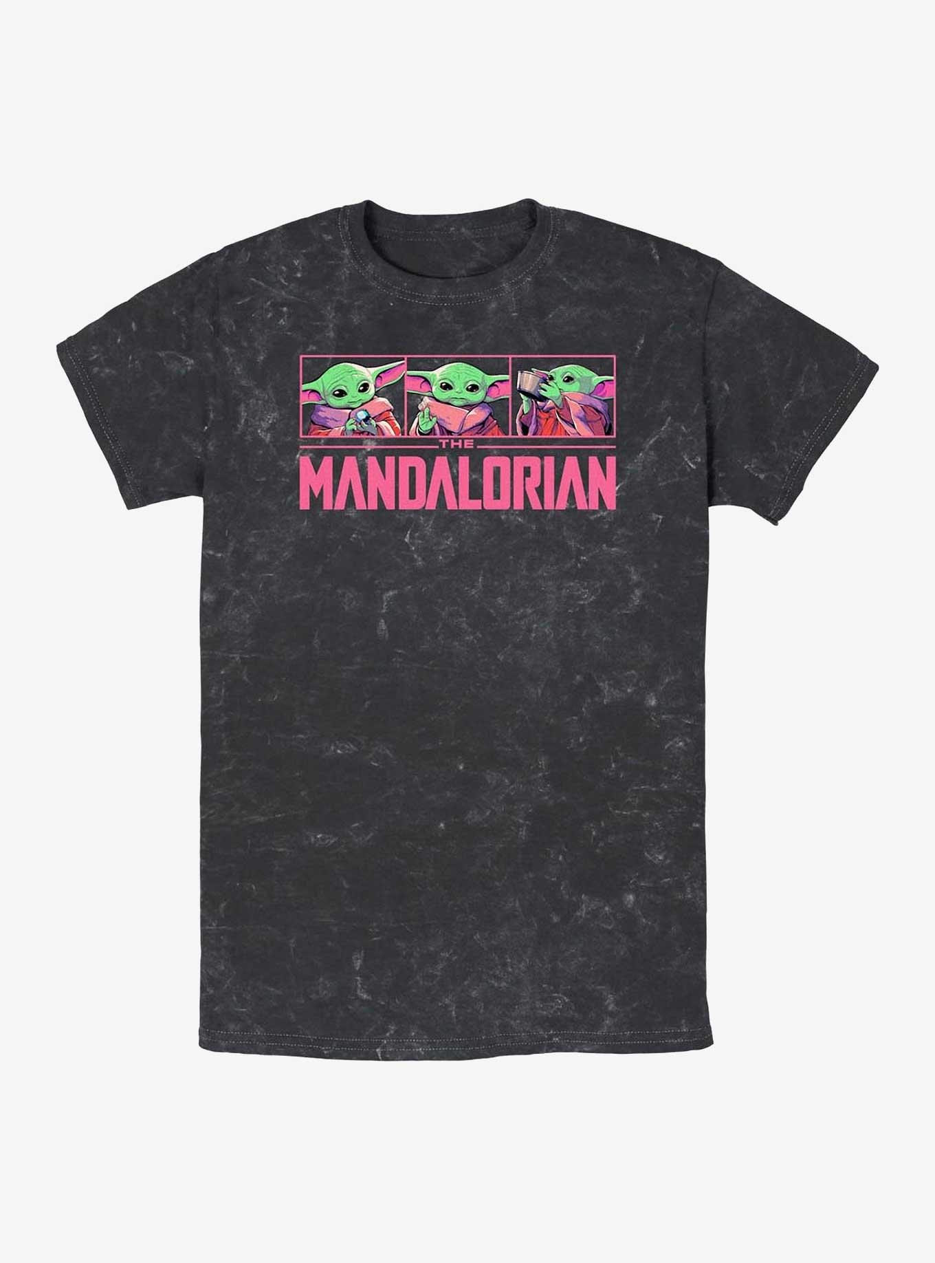 Star Wars The Mandalorian Grogu Neon Logo Mineral Wash T-Shirt, , hi-res
