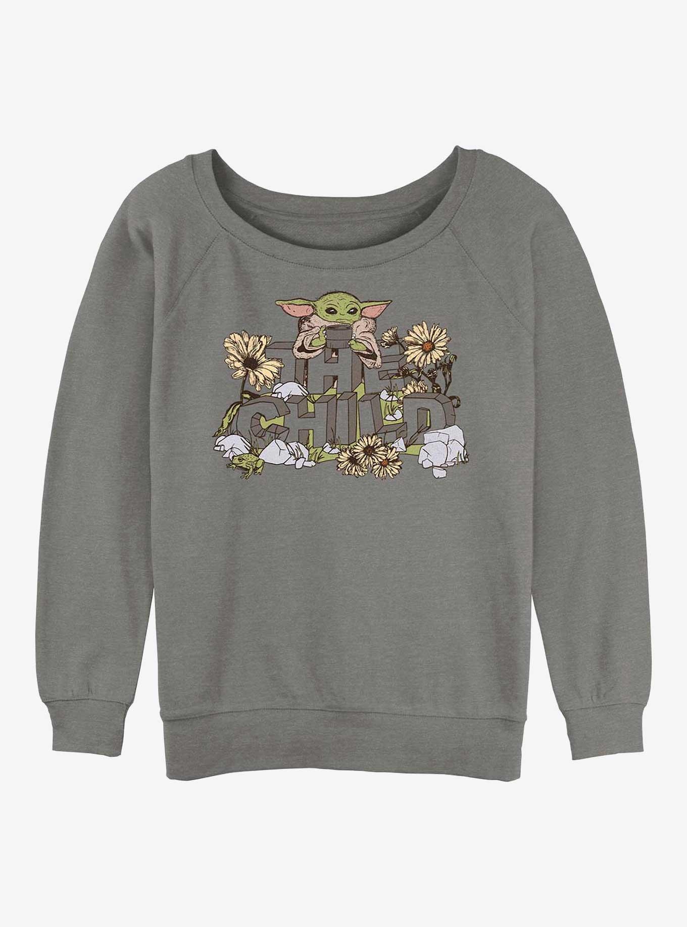 Star Wars The Mandalorian Vintage Flower Child Womens Slouchy Sweatshirt, , hi-res
