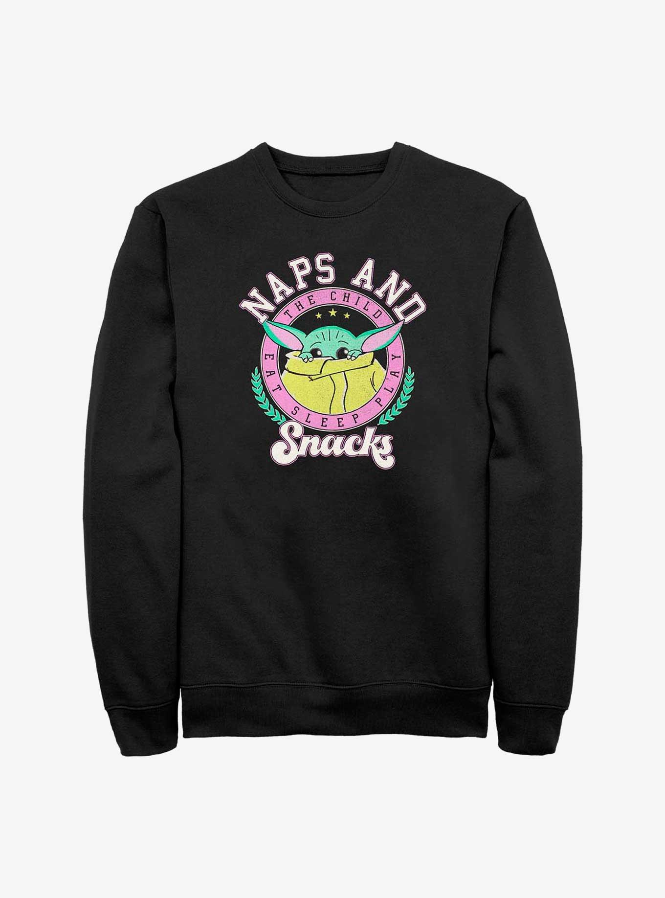 Star Wars The Mandalorian Grogu Naps And Snacks Sweatshirt, BLACK, hi-res