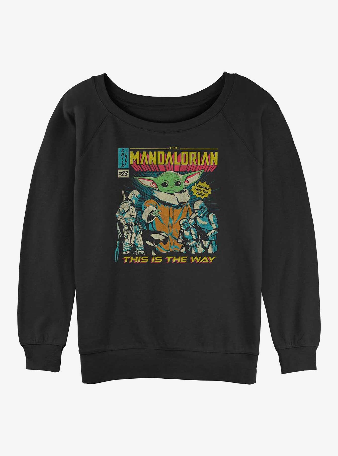 Star Wars The Mandalorian Child Poster Womens Slouchy Sweatshirt, BLACK, hi-res