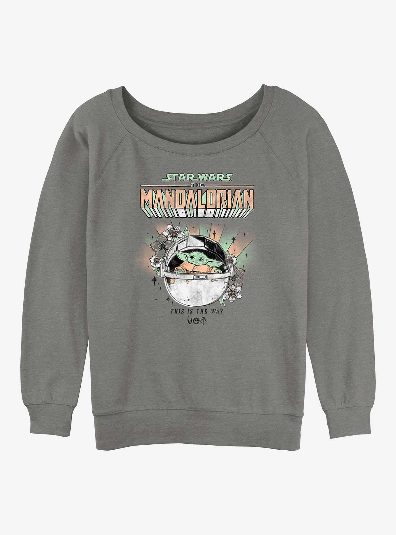 Star Wars The Mandalorian Floral Child Womens Slouchy Sweatshirt, , hi-res