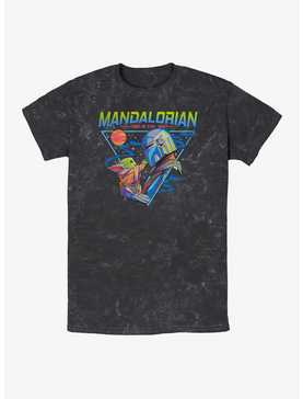 Star Wars The Mandalorian Grogu and Din Djarin Triangle Mineral Wash T-Shirt, , hi-res