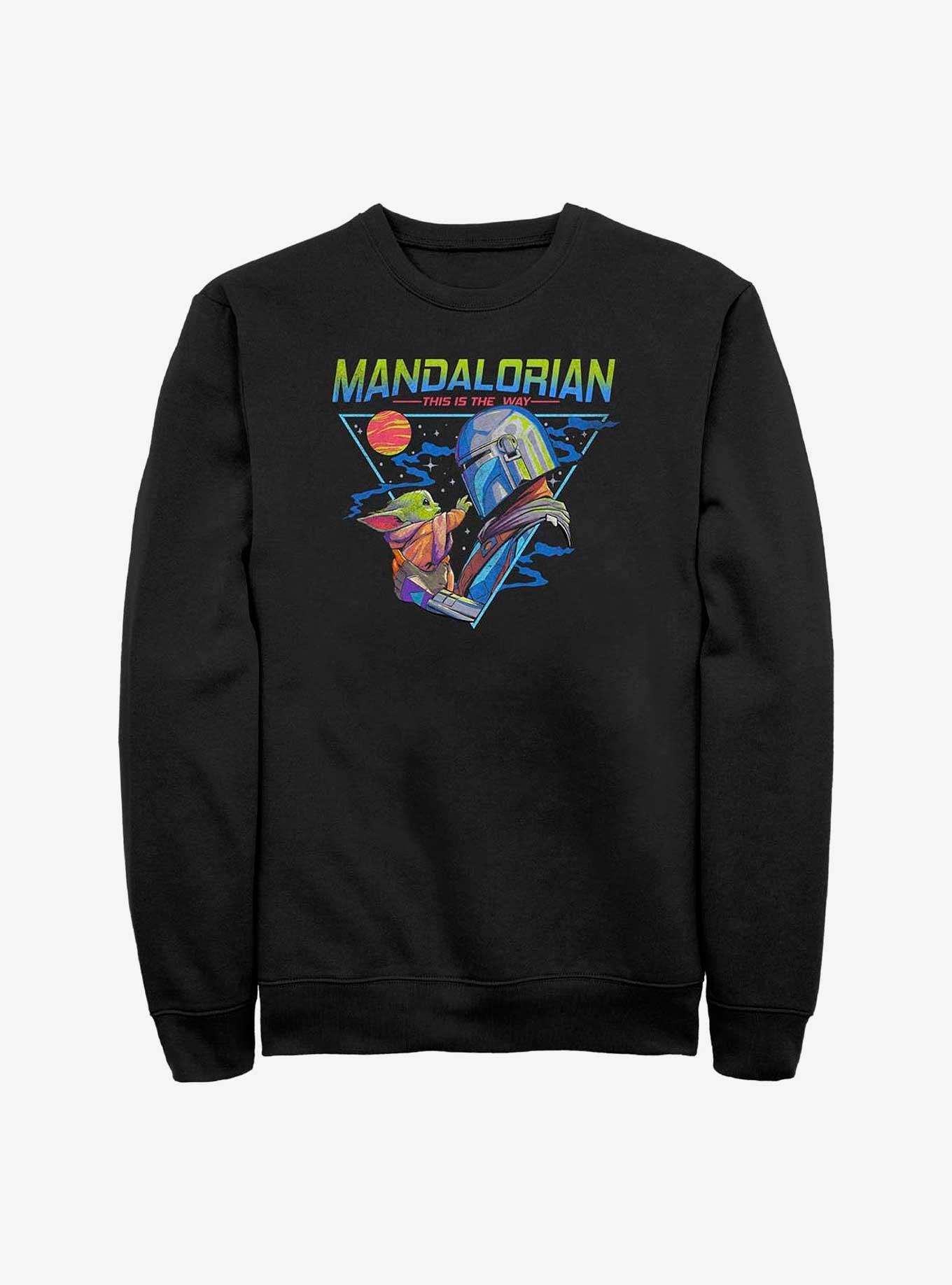 Star Wars The Mandalorian Grogu and Din Djarin Triangle Sweatshirt, BLACK, hi-res