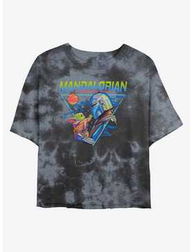 Star Wars The Mandalorian Grogu and Din Djarin Triangle Tie-Dye Womens Crop T-Shirt, , hi-res