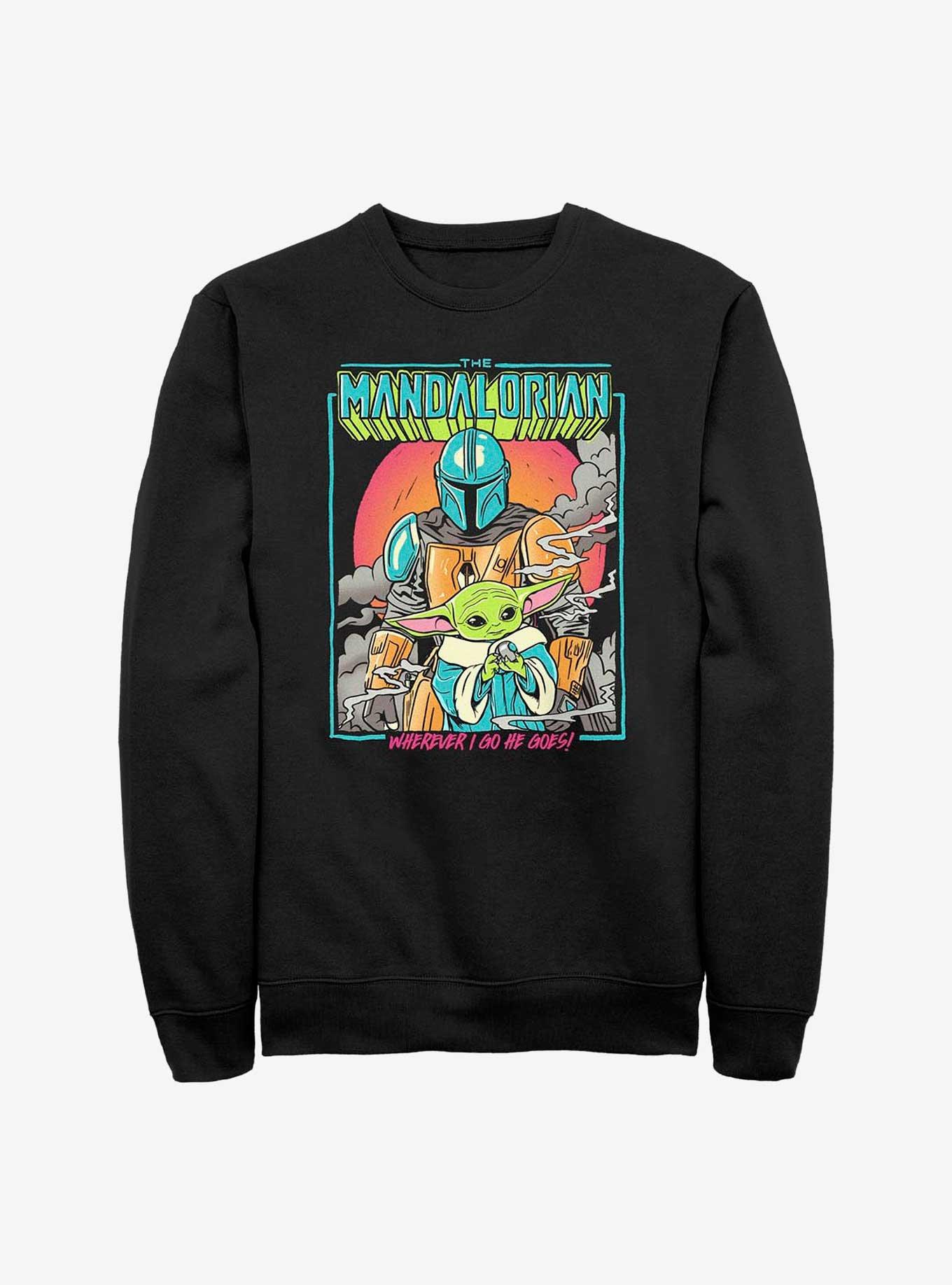 Star Wars The Mandalorian Wherever I Go He Goes Sweatshirt, BLACK, hi-res