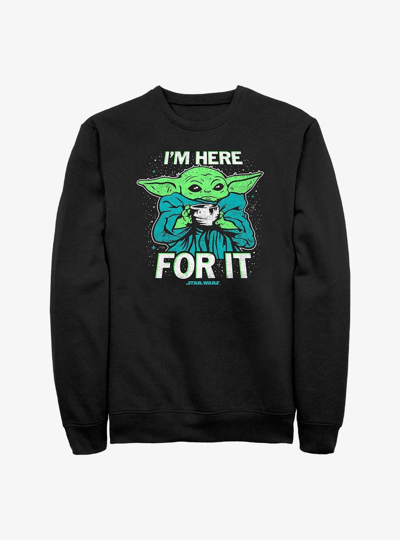Star Wars The Mandalorian Grogu Tea I'm Here For It Sweatshirt, , hi-res