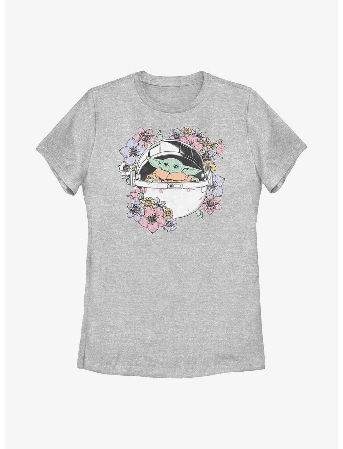Star Wars The Mandalorian Grogu Floral Bassinet Womens T-Shirt, ATH HTR, hi-res