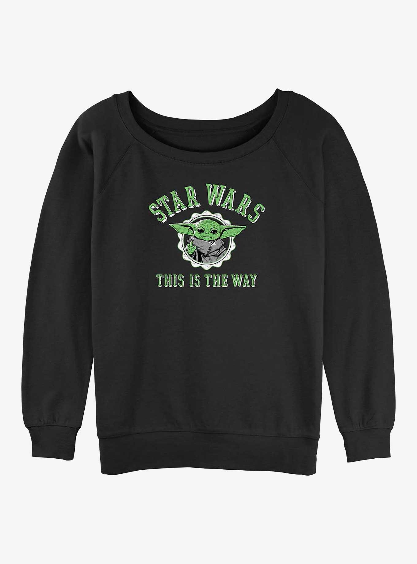 Star Wars The Mandalorian Varsity Child Womens Slouchy Sweatshirt, BLACK, hi-res