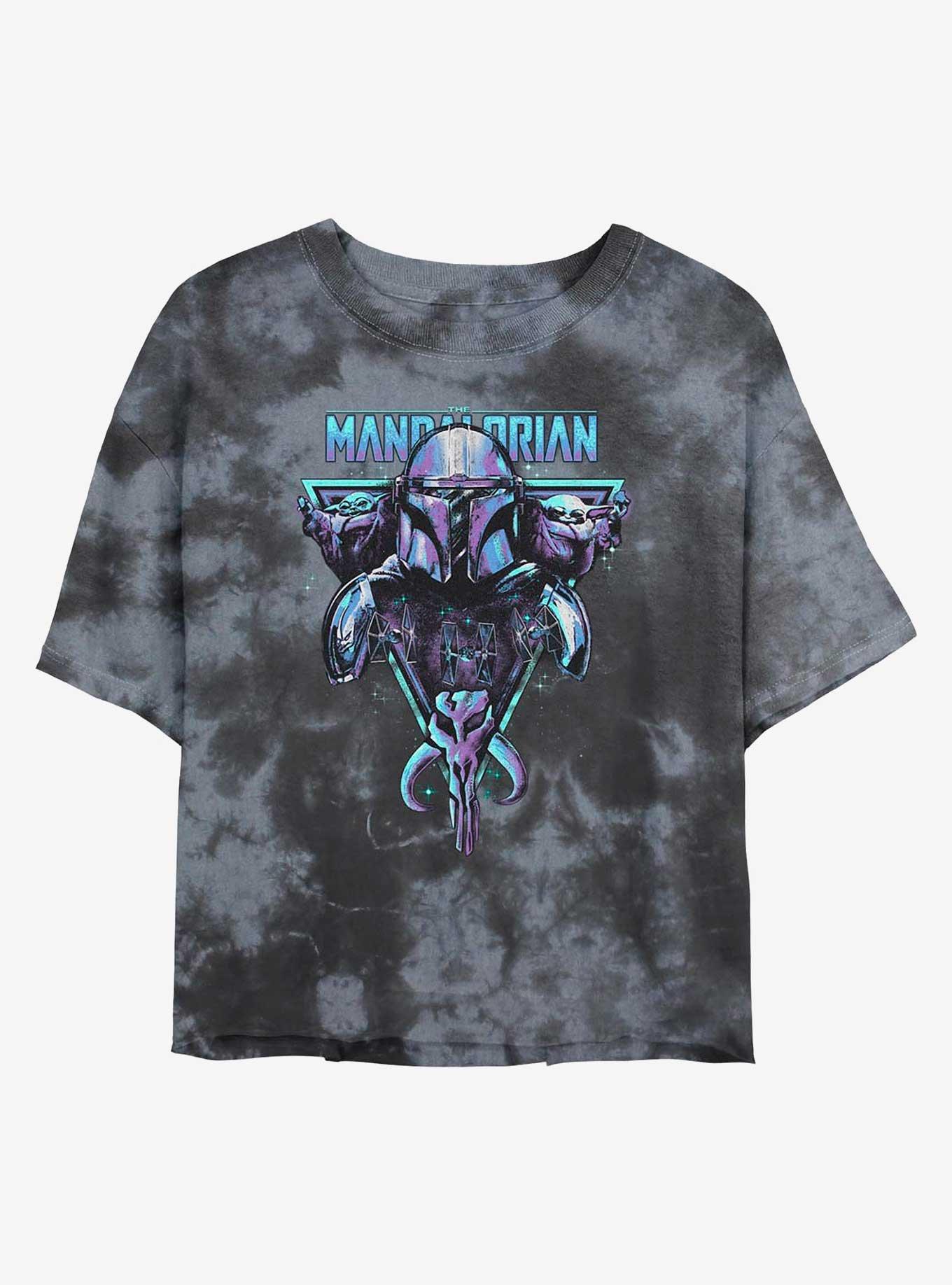 Star Wars The Mandalorian Beskar Triangle Tie-Dye Womens Crop T-Shirt, BLKCHAR, hi-res