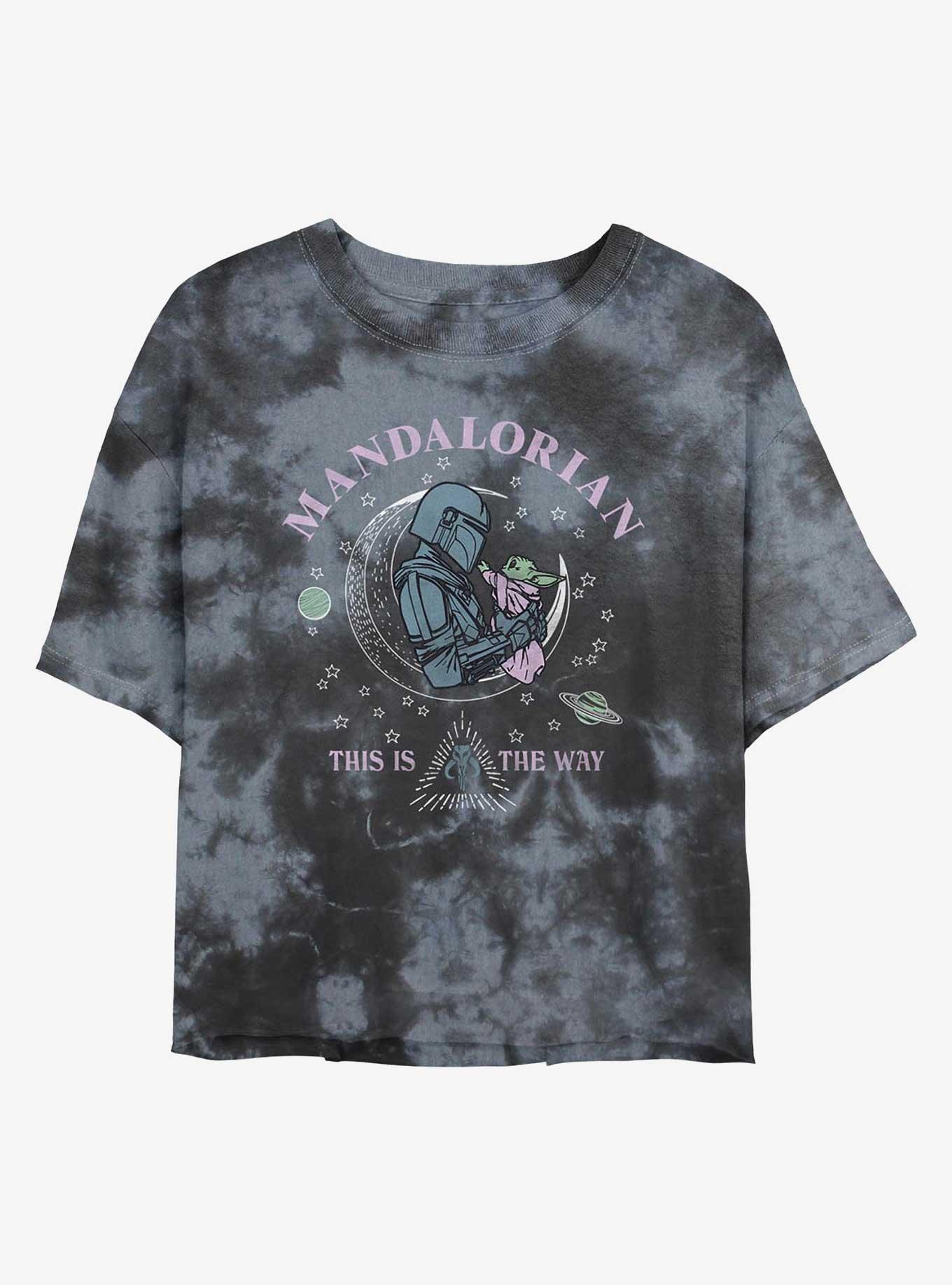 Star Wars The Mandalorian Cosmic Mando Tie-Dye Womens Crop T-Shirt, , hi-res