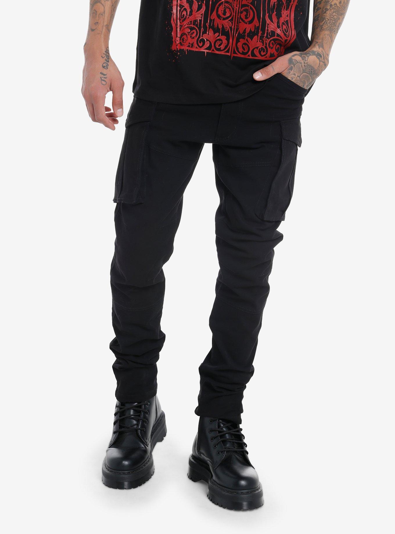 Black Cargo Pocket Pants, , hi-res