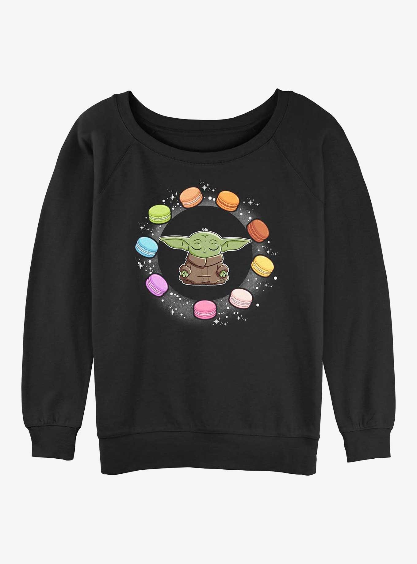 Star Wars The Mandalorian Child Macarons Womens Slouchy Sweatshirt, BLACK, hi-res