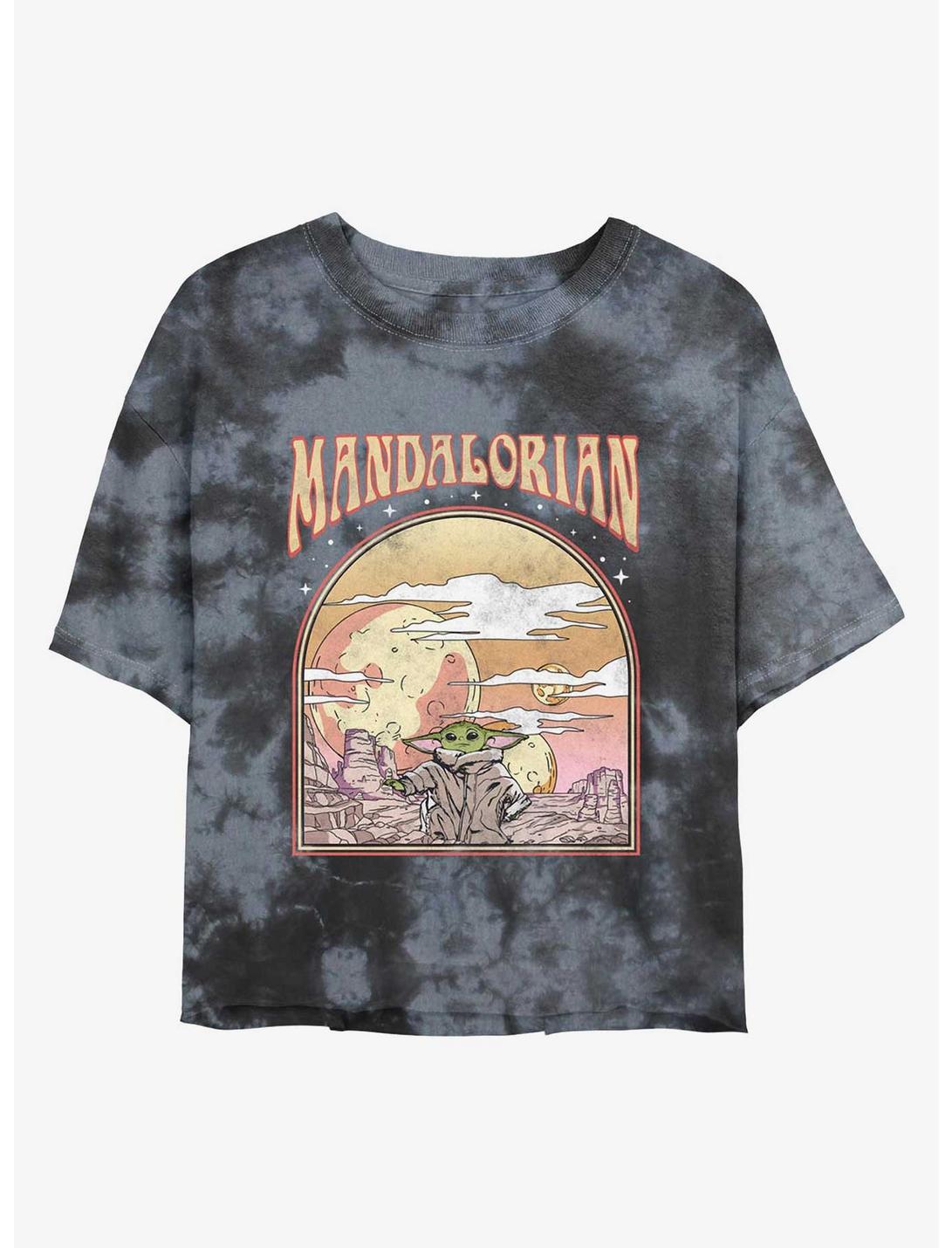 Star Wars The Mandalorian Sunset Child Tie-Dye Womens Crop T-Shirt, BLKCHAR, hi-res