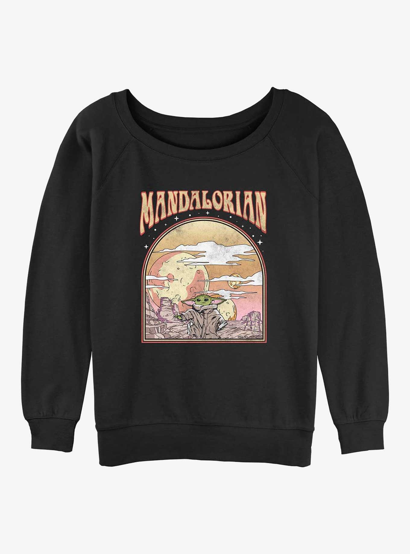 Star Wars The Mandalorian Sunset Child Womens Slouchy Sweatshirt, BLACK, hi-res