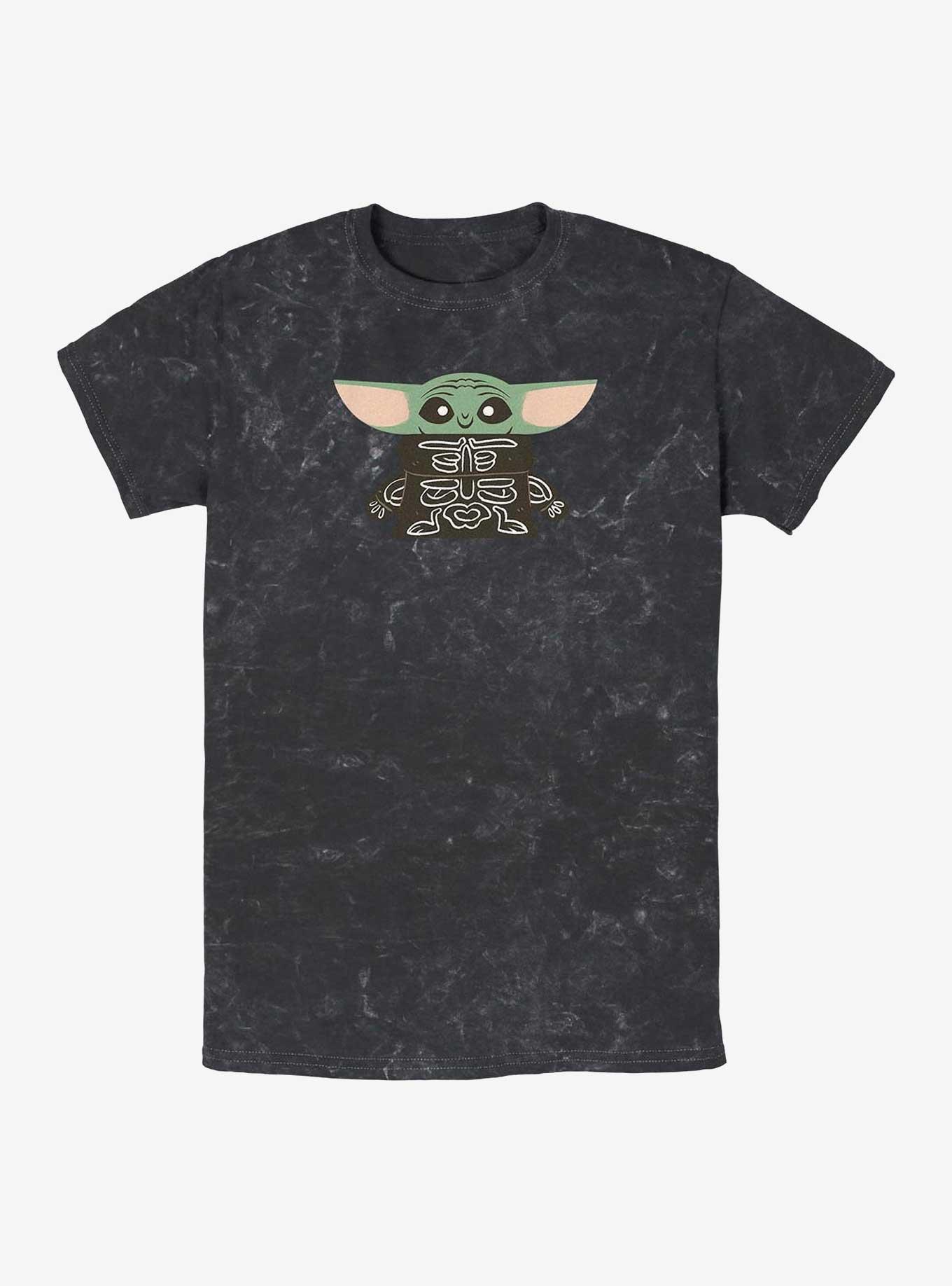 Star Wars The Mandalorian Skeleton Grogu Mineral Wash T-Shirt, BLACK, hi-res