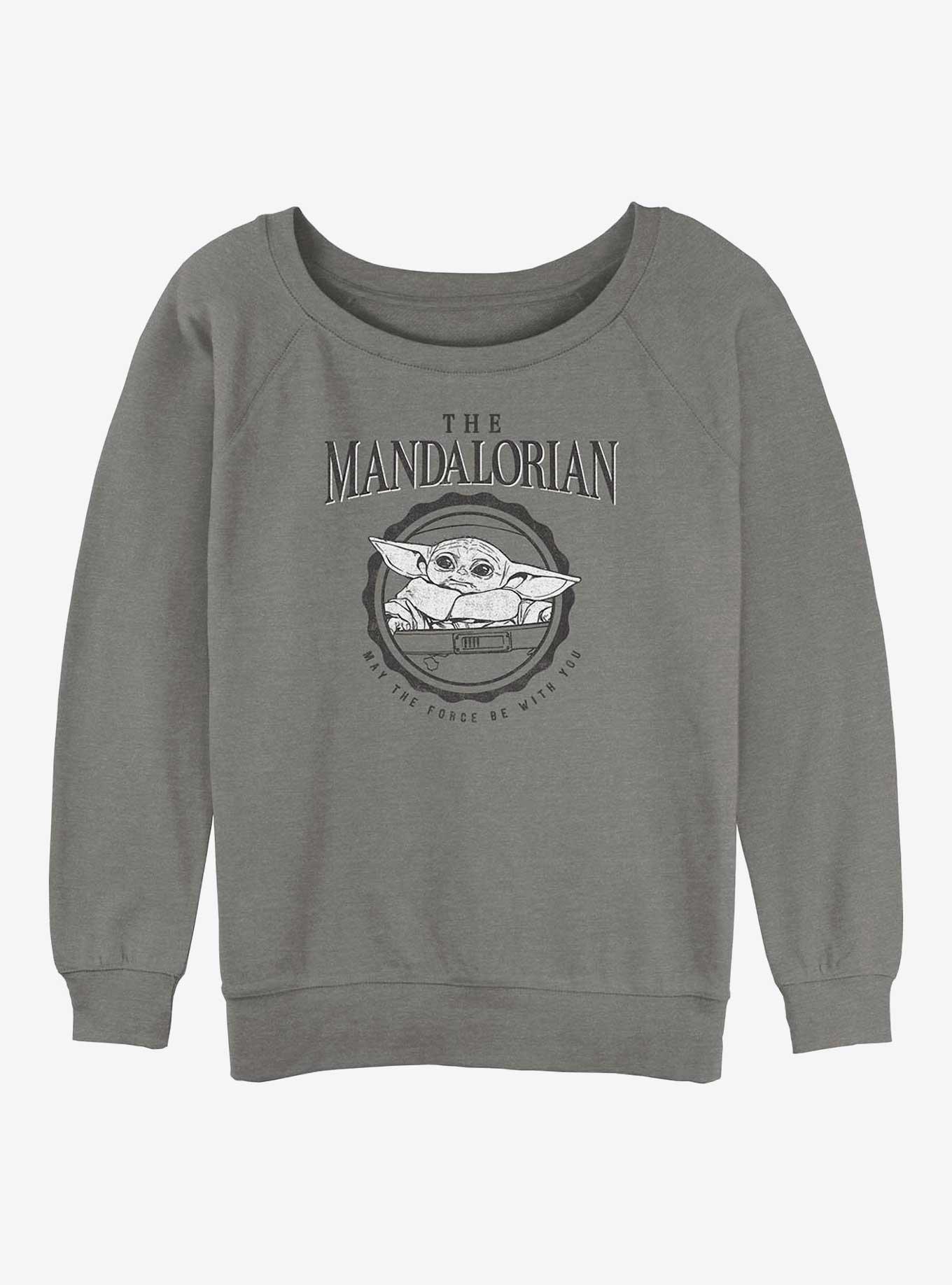 Star Wars The Mandalorian Collegiate Child Womens Slouchy Sweatshirt, GRAY HTR, hi-res