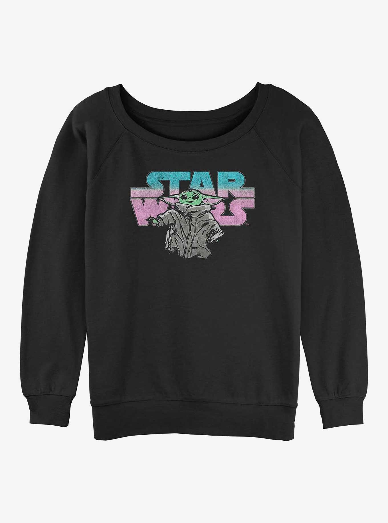Star Wars The Mandalorian Logo Child Womens Slouchy Sweatshirt, BLACK, hi-res