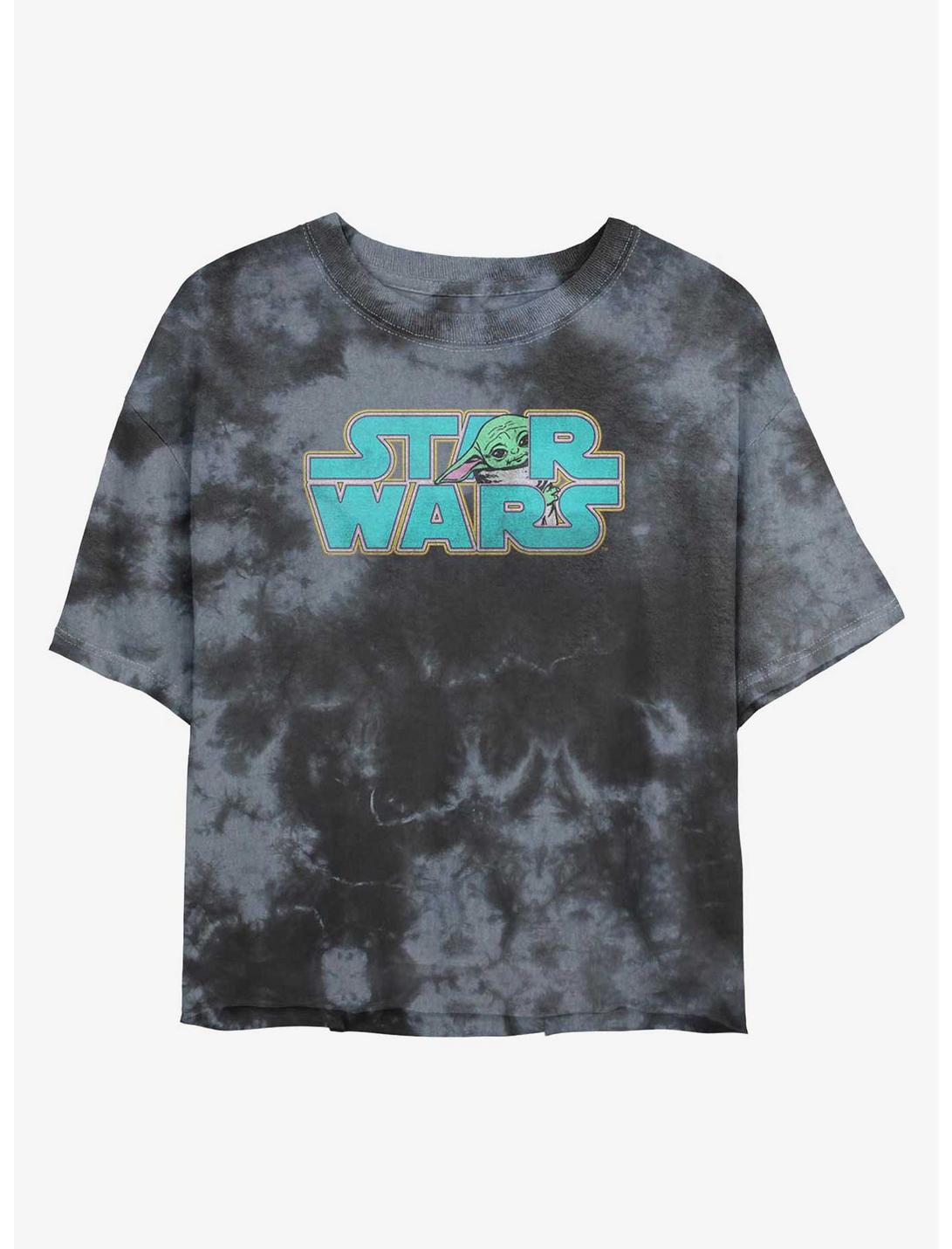 Star Wars The Mandalorian Logo Child Tie-Dye Womens Crop T-Shirt, BLKCHAR, hi-res