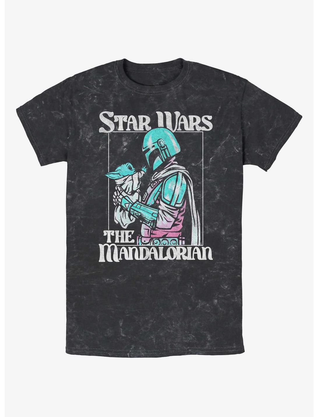 Star Wars The Mandalorian Soft Pop Mando Mineral Wash T-Shirt, BLACK, hi-res