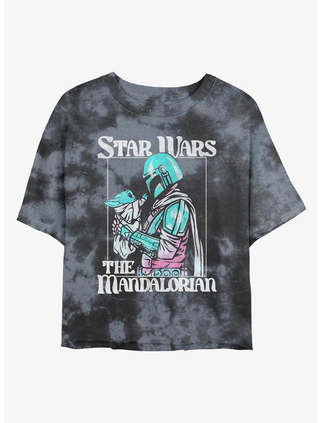 Star Wars The Mandalorian Soft Pop Mando Tie-Dye Womens Crop T-Shirt, BLKCHAR, hi-res