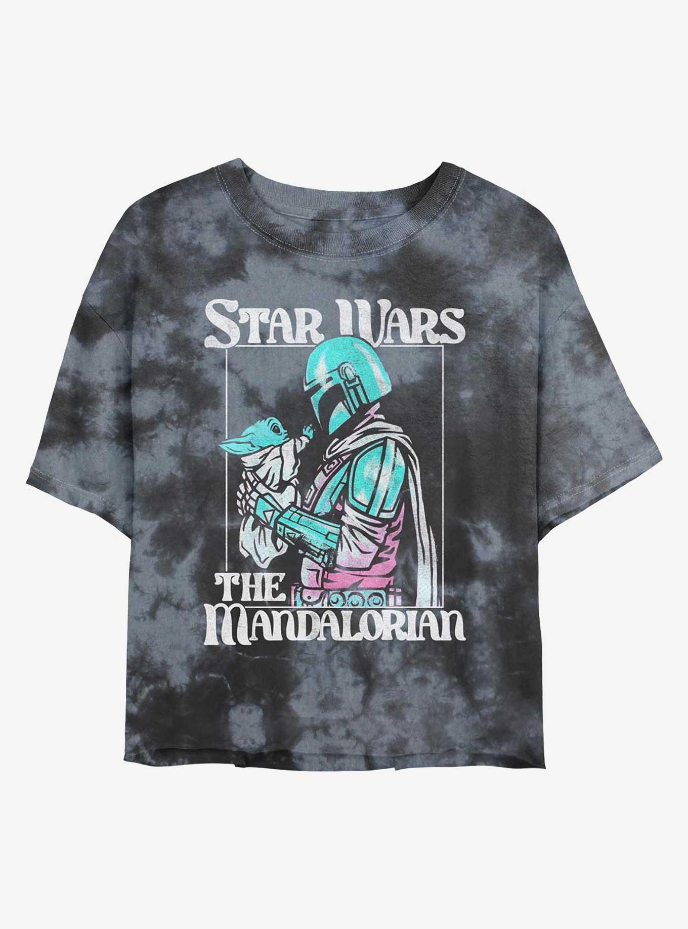 Star Wars The Mandalorian Soft Pop Mando Tie-Dye Womens Crop T-Shirt, BLKCHAR, hi-res
