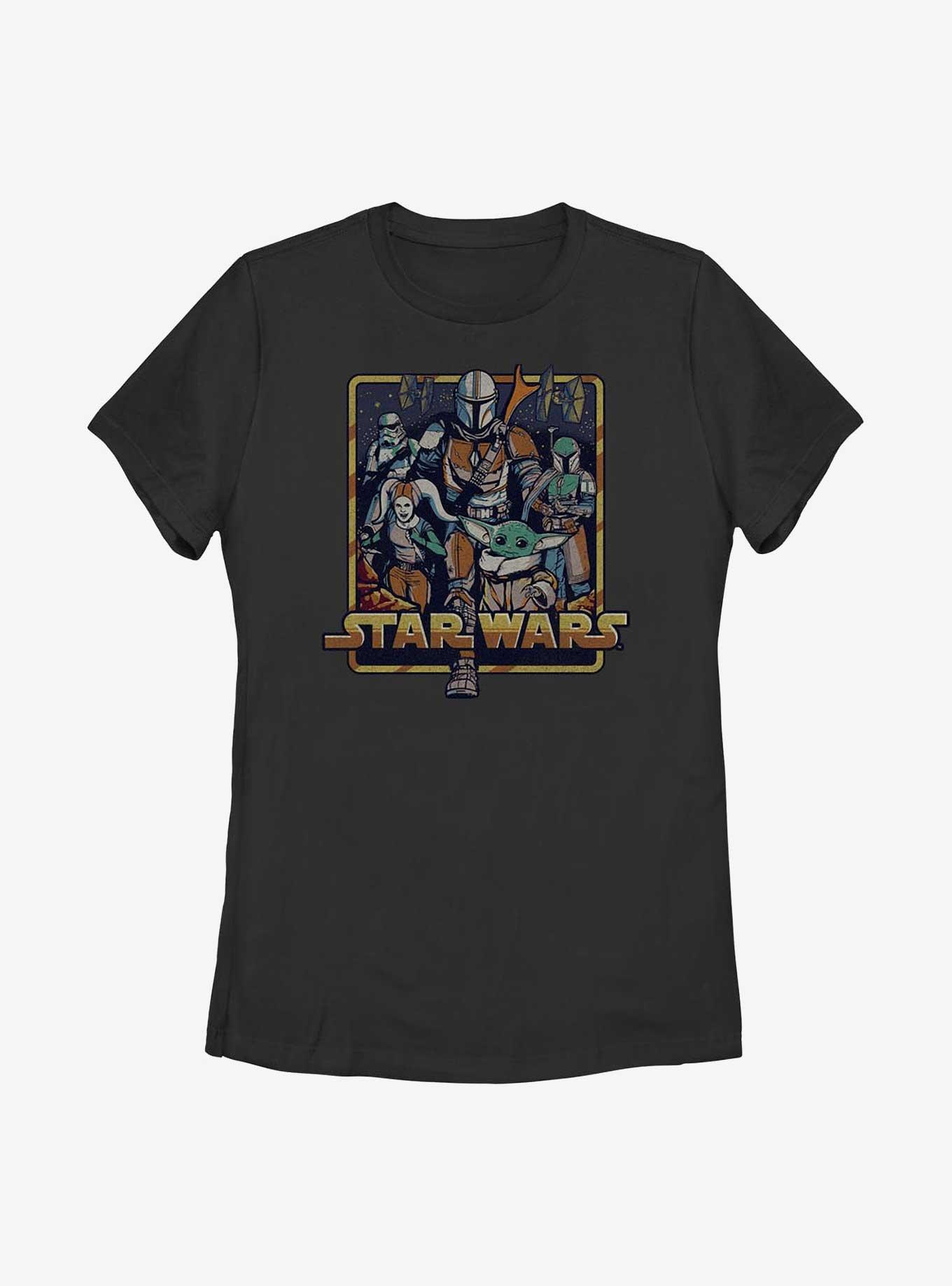 Star Wars The Mandalorian Retro Mandalorian Womens T-Shirt, BLACK, hi-res