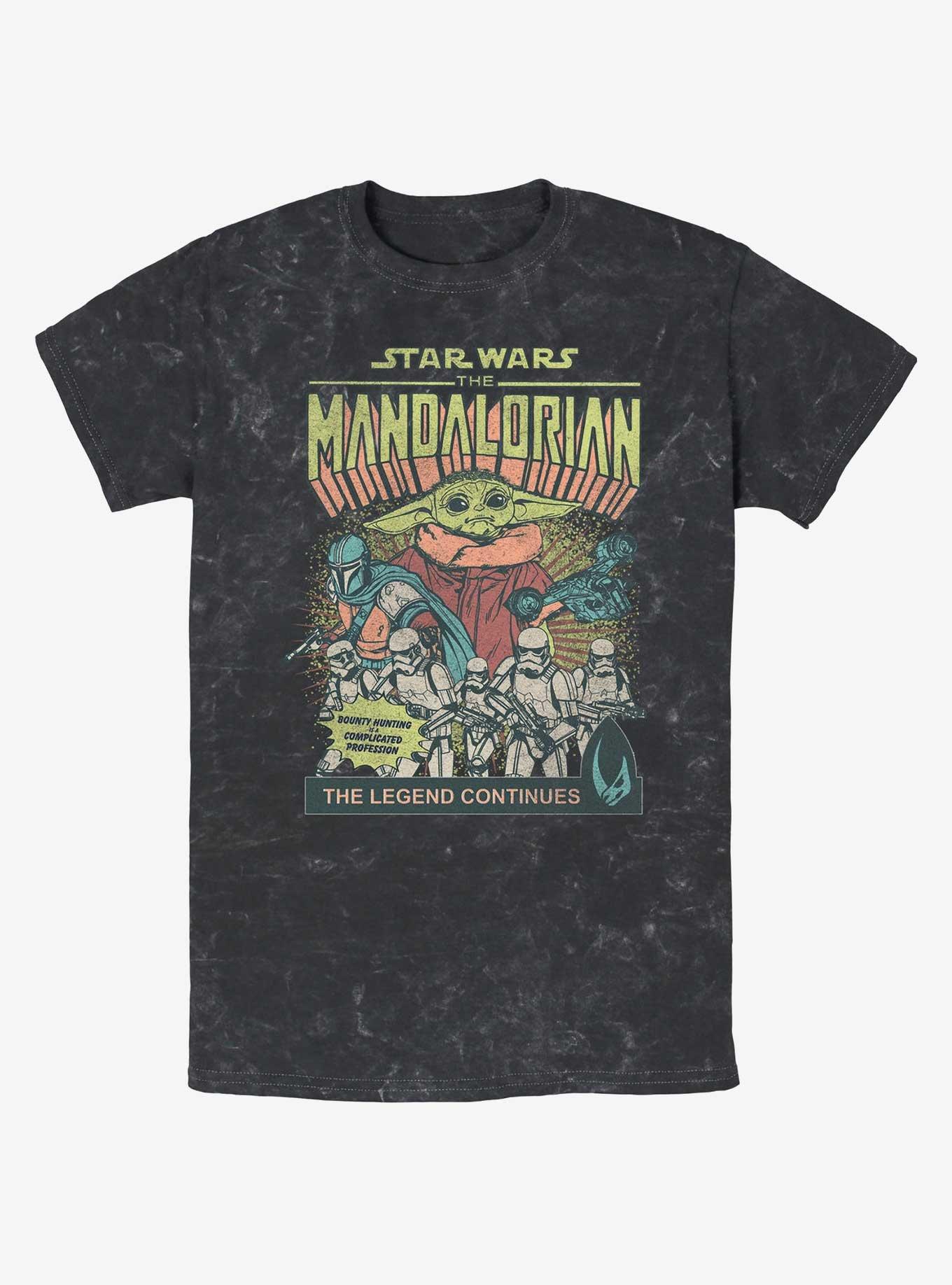 Star Wars The Mandalorian Grogu Comic Cover Mineral Wash T-Shirt, BLACK, hi-res