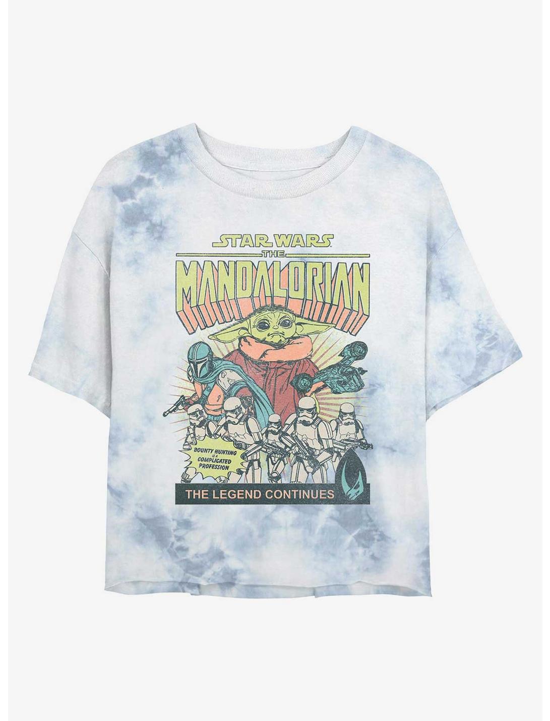 Star Wars The Mandalorian Grogu Comic Cover Tie-Dye Womens Crop T-Shirt, WHITEBLUE, hi-res