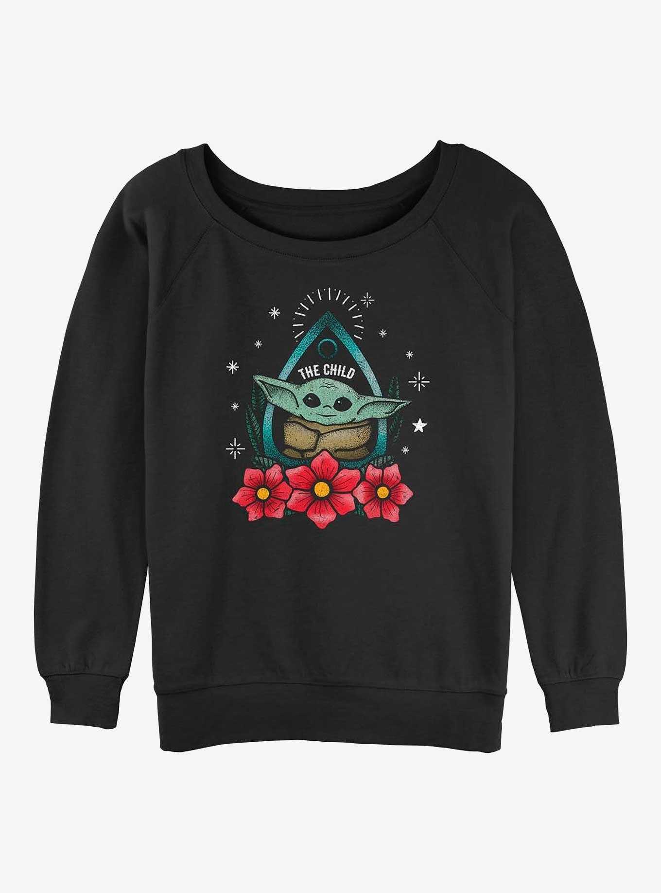 Star Wars The Mandalorian The Child Planchette Womens Slouchy Sweatshirt, BLACK, hi-res